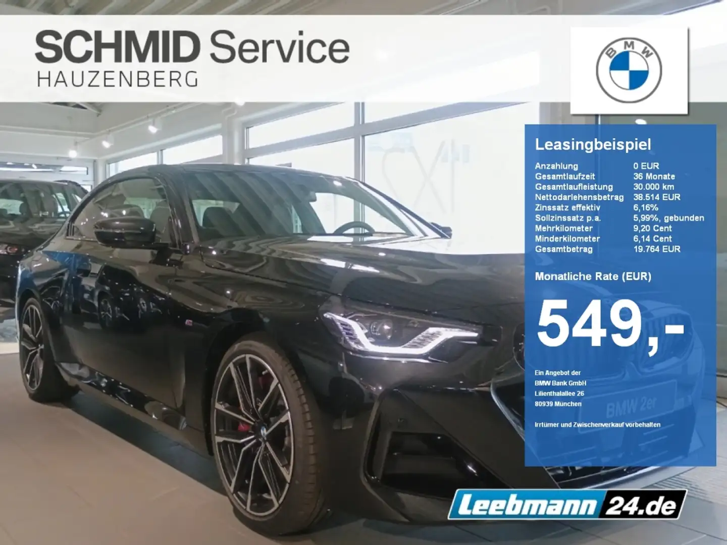 BMW 220 i Coupé M-Sportpaket-Pro elSitze/HUD/GSD/HK Schwarz - 1