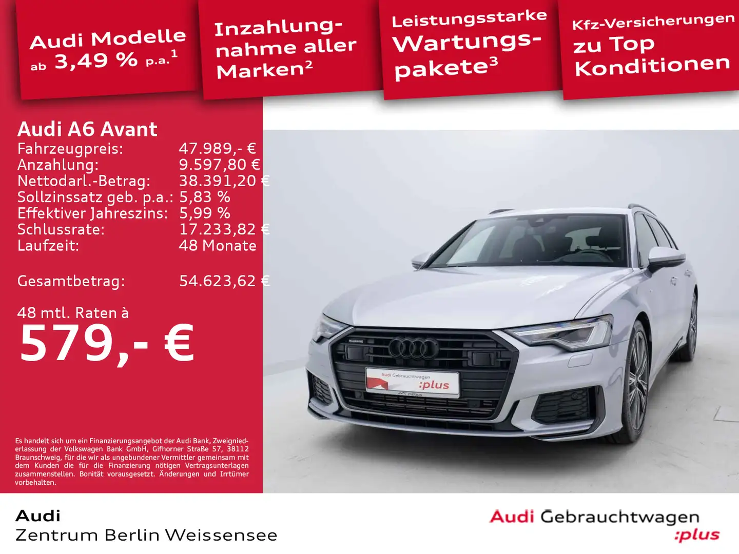 Audi A6 55 TFSI S-TRO*S-LINE*MATRIX*QUA*LEDER*H Silber - 1
