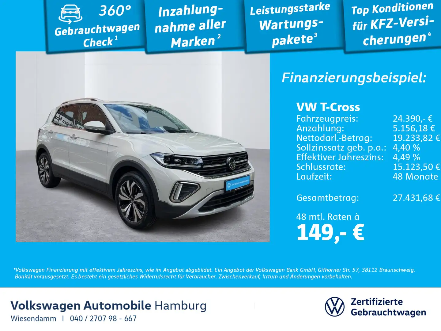 Volkswagen T-Cross 1.0 TSI DSG Style KAMERA/NAVI/LED/ACC Gris - 1