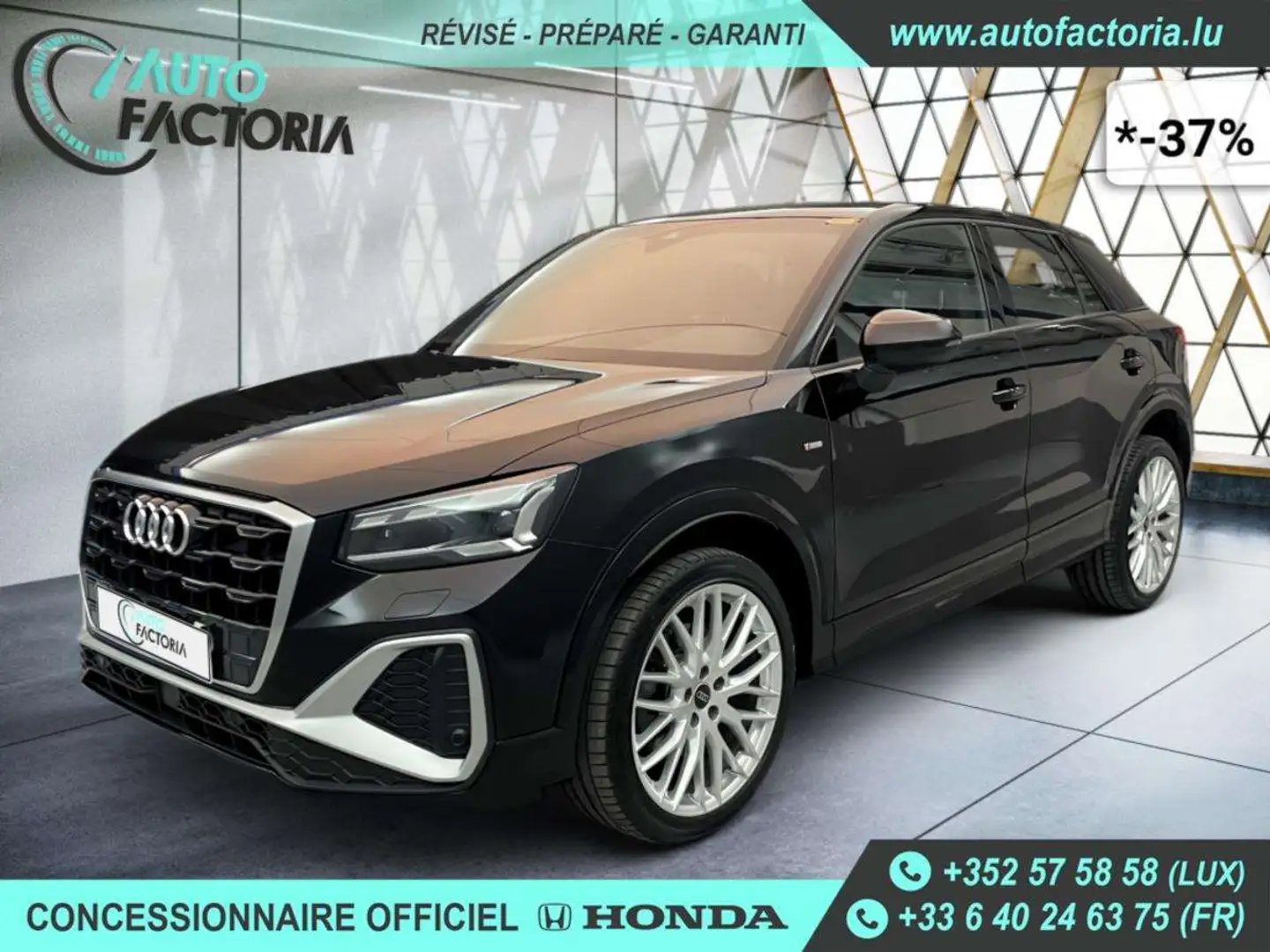 Audi Q2 -37% 35 TDI 150 BVA SLINE +GPS+CAM+MATRIX LED+Opts Zwart - 1