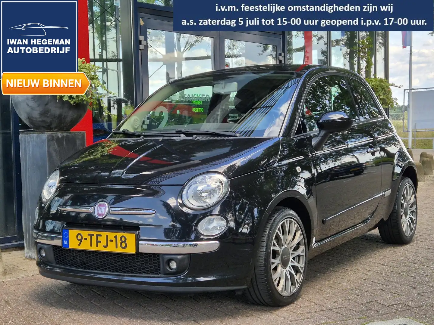 Fiat 500 0.9 TwinAir Lounge | Pano dak | Lederen bekleding Zwart - 1