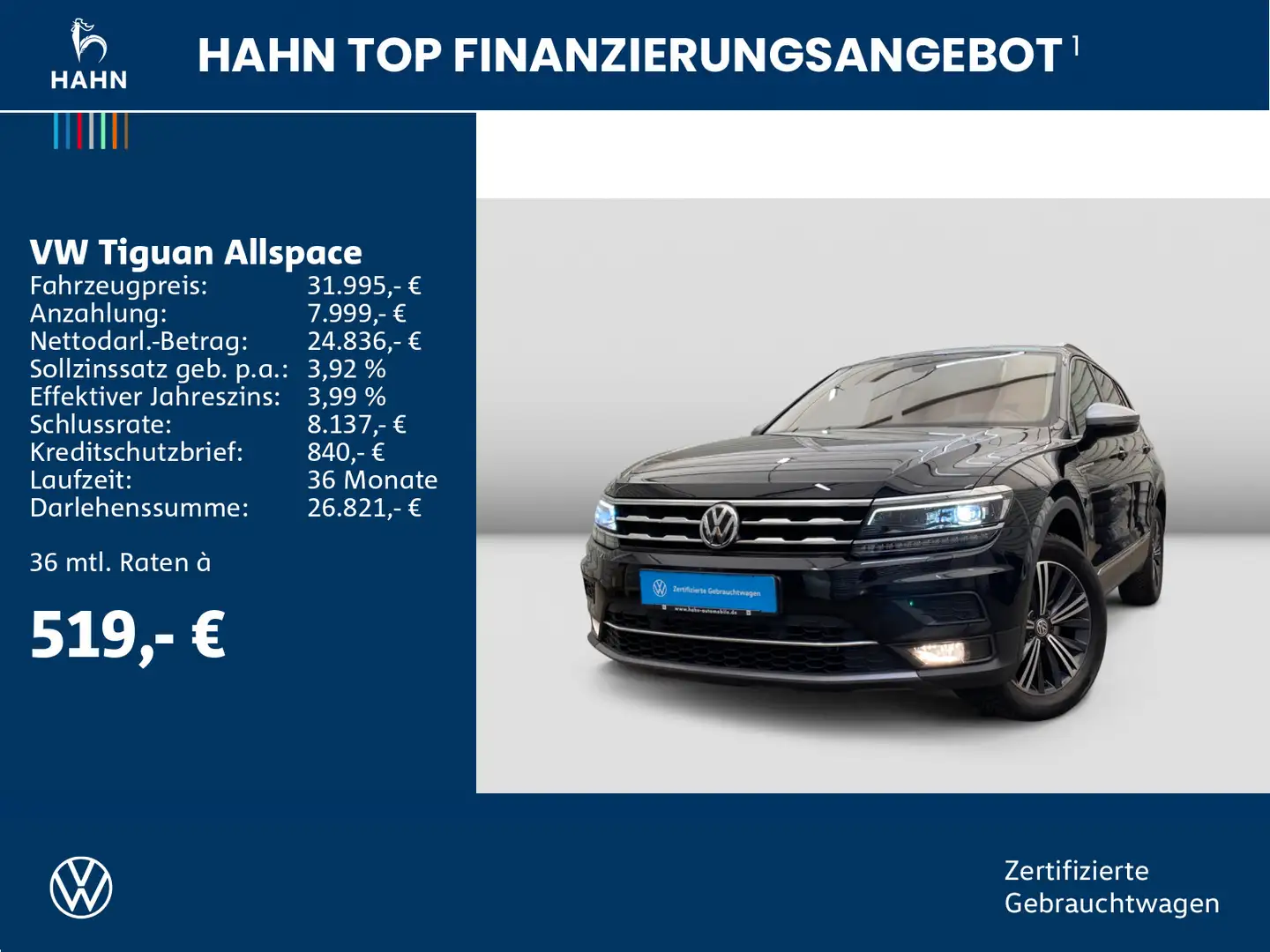 Volkswagen Tiguan Allspace 2.0 TSI 4M DSG AHK Navi ACC LED Schwarz - 2