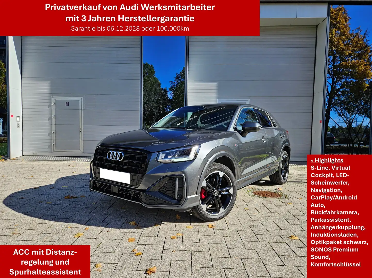 Audi Q2 Q2 35 TDI S tronic S line AHK/ACC/R-Cam/3J.Garant. Grau - 1