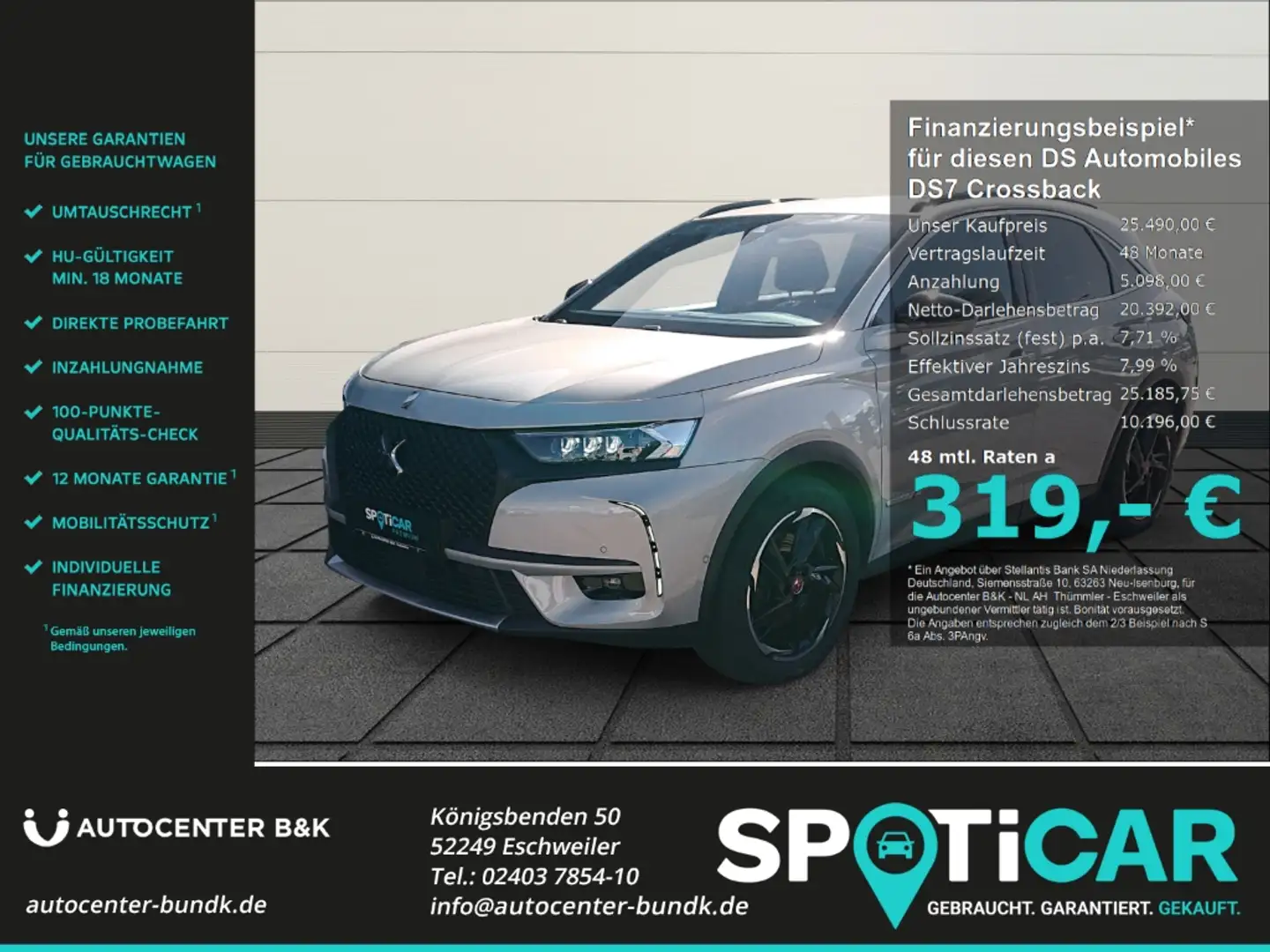 DS Automobiles DS 7 Crossback E-TENSE 4x4 300 PERFORMANCE LINE+ AHK 360° Grau - 1