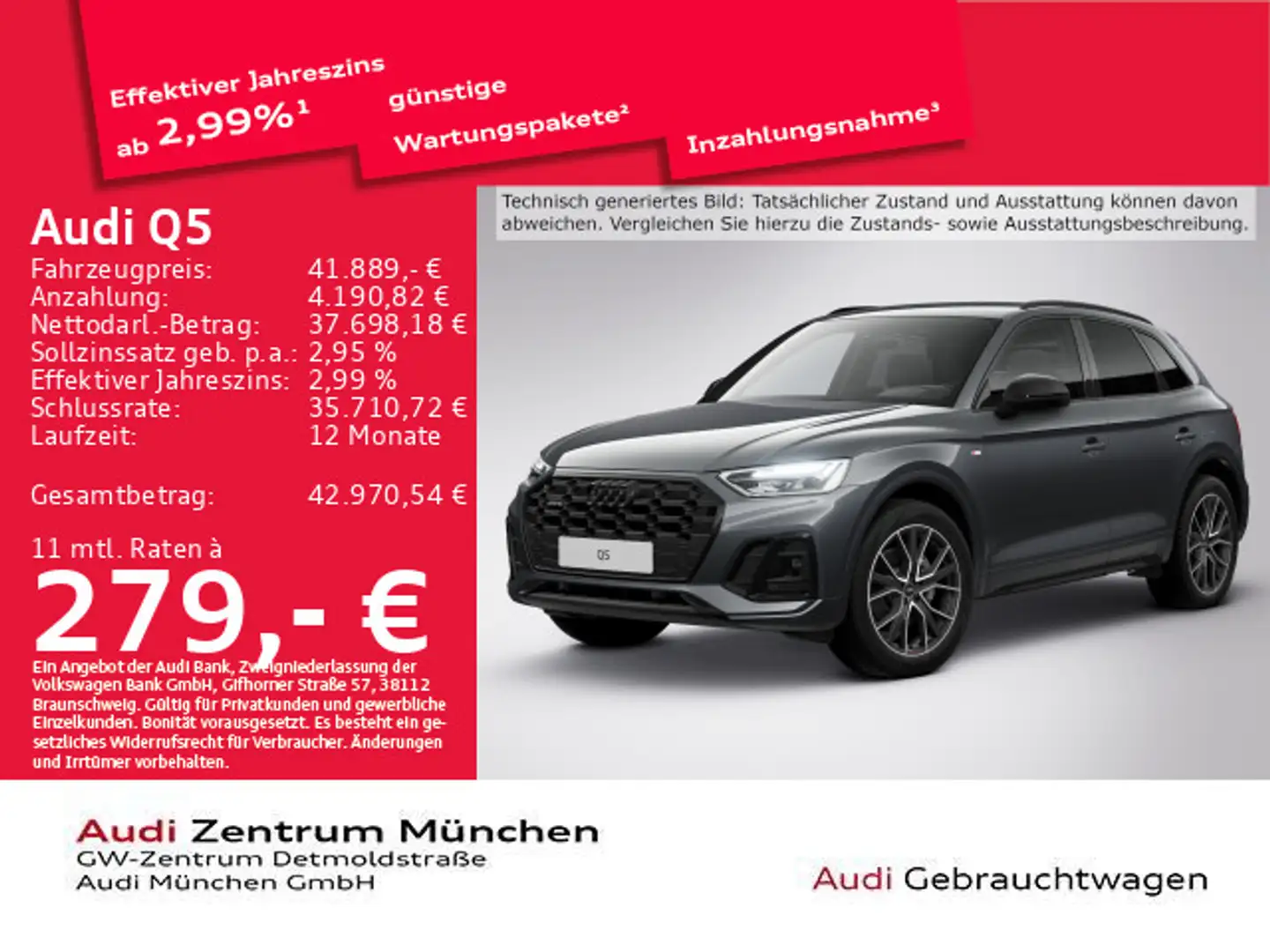 Audi Q5 40 TDI qu. S tronic 2x S line AHK/Navi+/Kamer Grau - 1