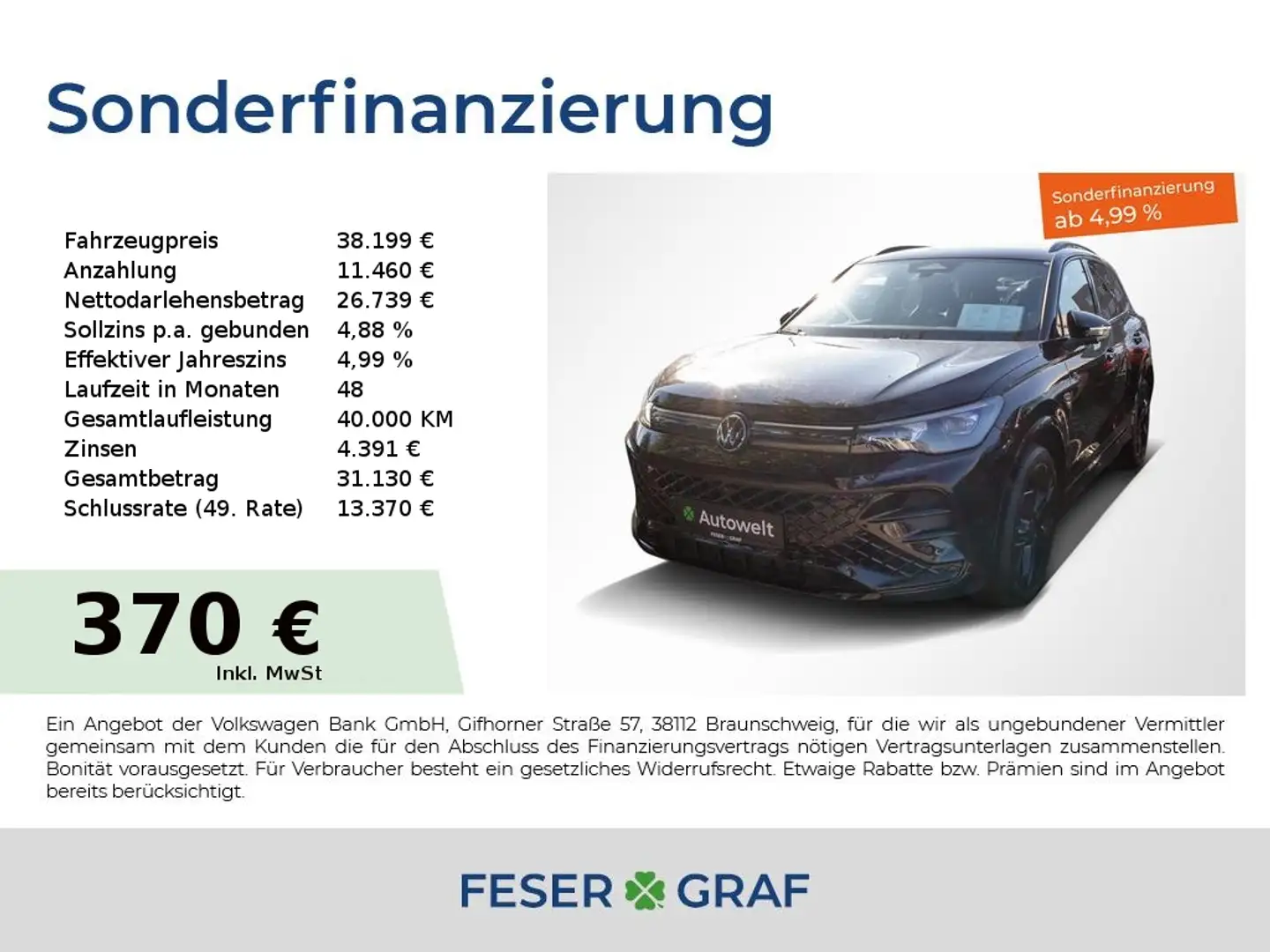 Volkswagen Tiguan 1.5 eTSI R-Line BlackStyle DSG IQ-Light Schwarz - 1