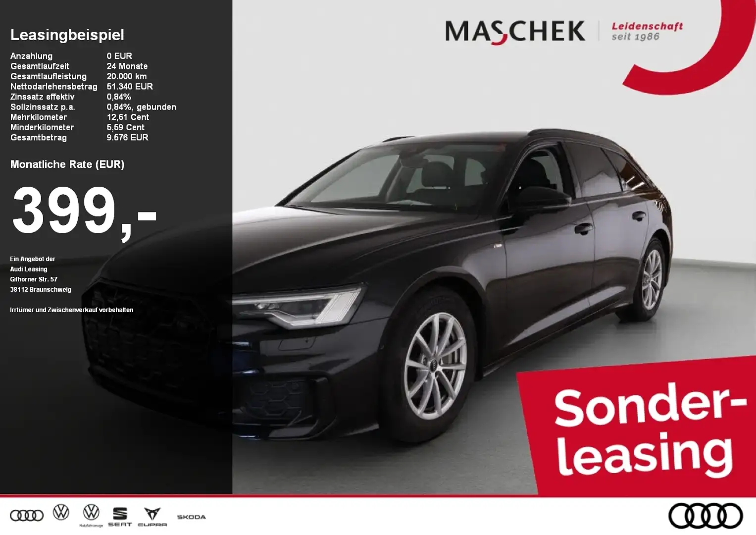 Audi A6 Avant S line 40 TDI quatt S tronic Black Matrix AH Schwarz - 1