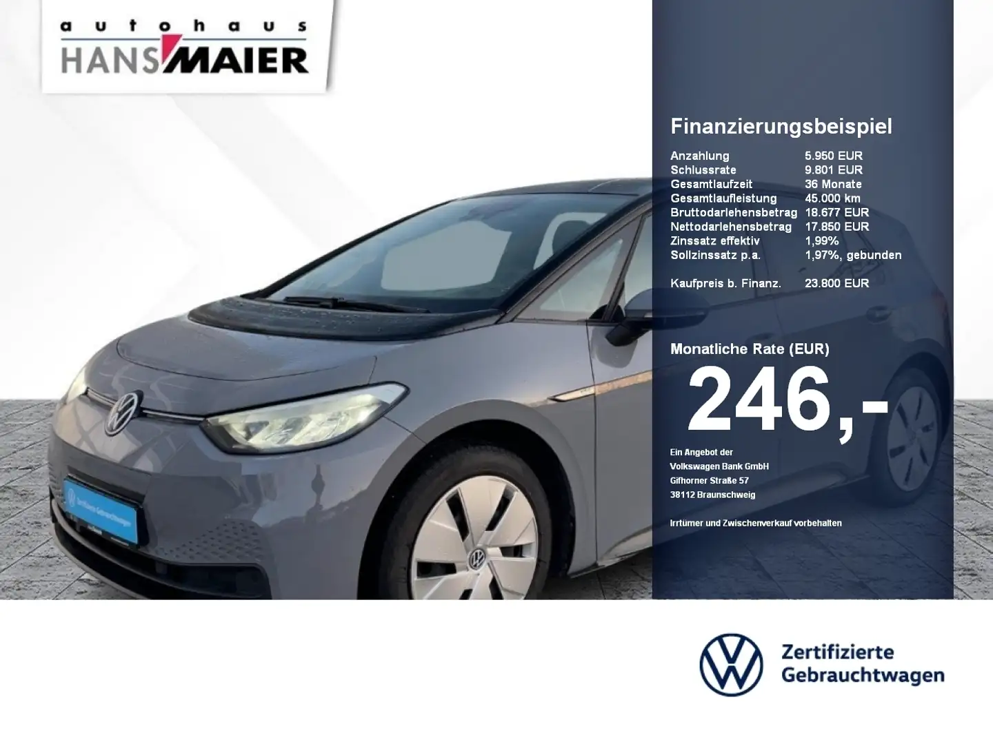 Volkswagen ID.3 Pro Performance Navi GJR PDC LED SH Grau - 1
