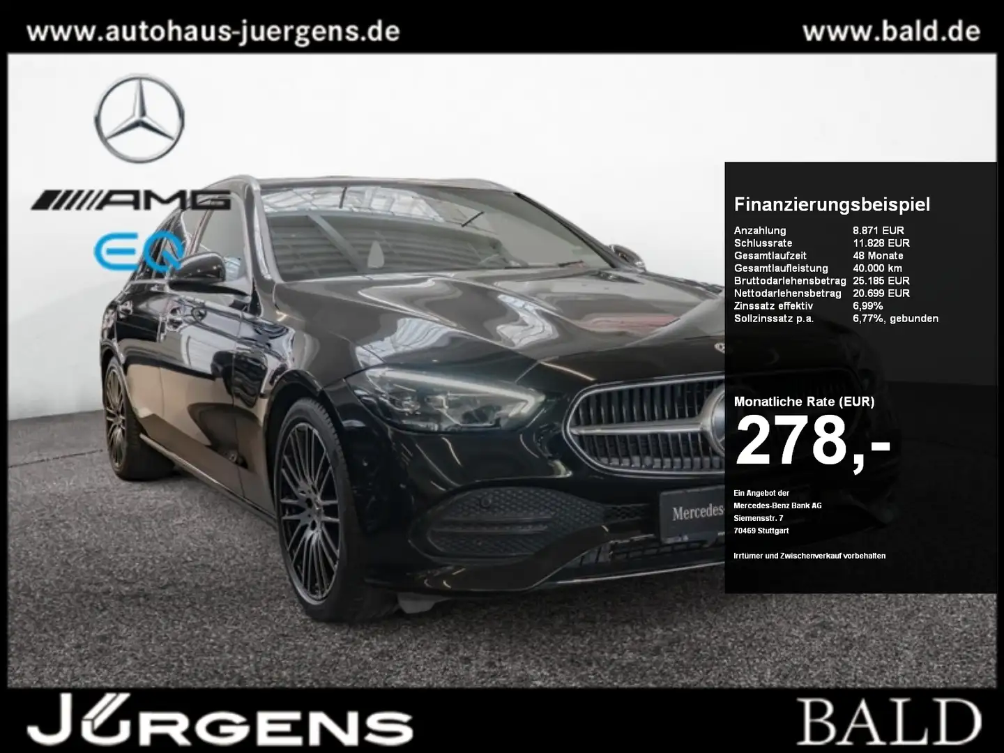 Mercedes-Benz C 200 d T Avantgarde/Pano/AHK/LED/360/Distr/18" Fekete - 1