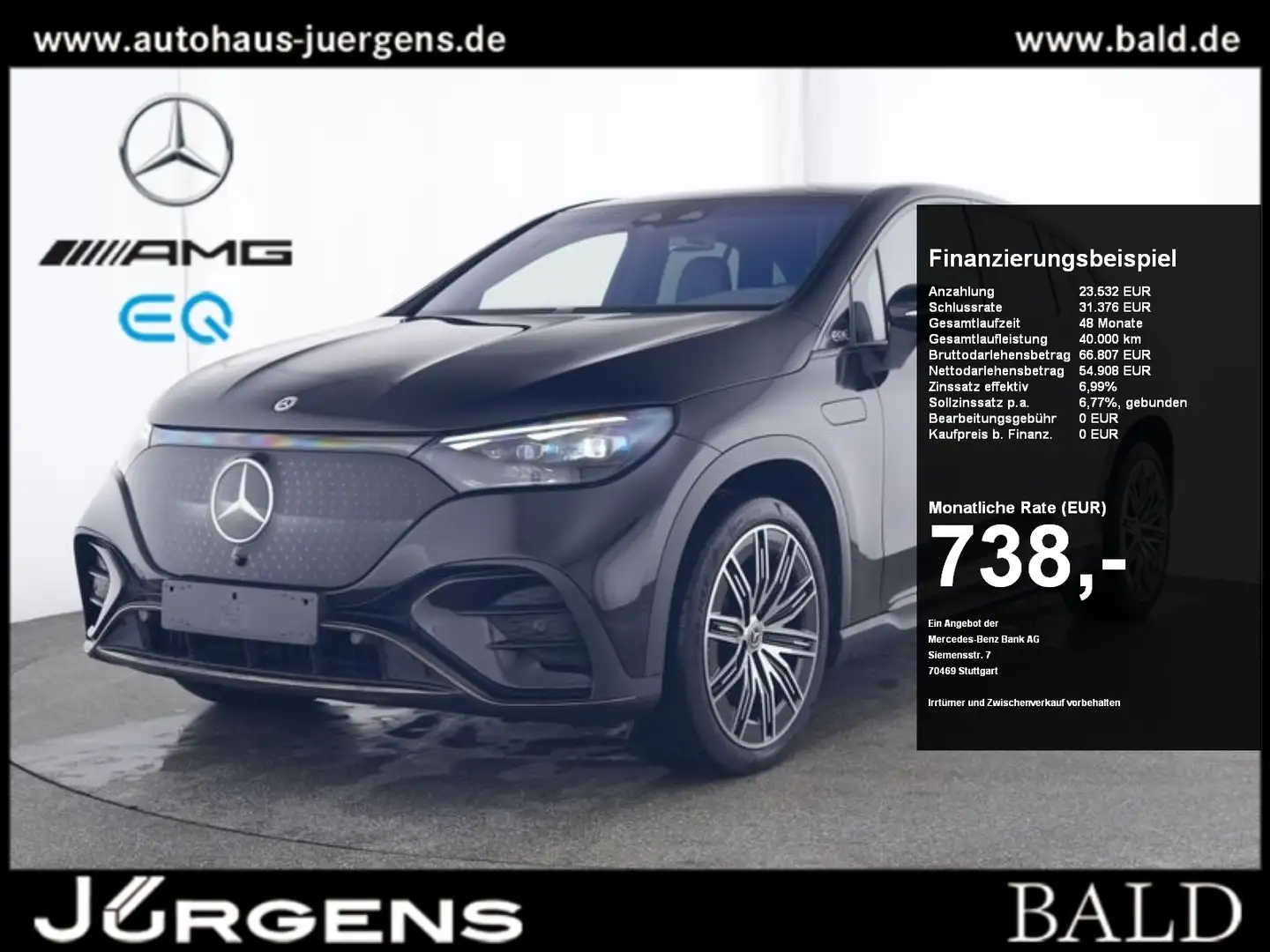 Mercedes-Benz EQE SUV EQE 500 4M SUV AMG-Sport/Pano/Burm/HUD/AHK/AIRM Zwart - 1