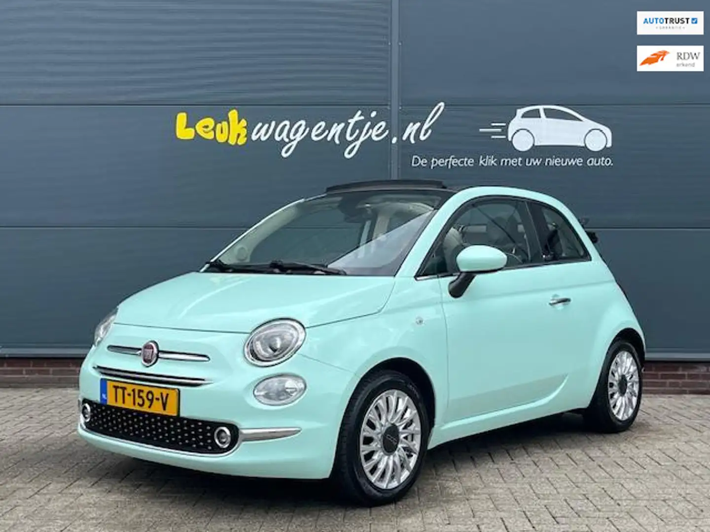 Fiat 500C 0.9 TwinAir Lounge Cabrio *climate *mintgroen Groen - 1