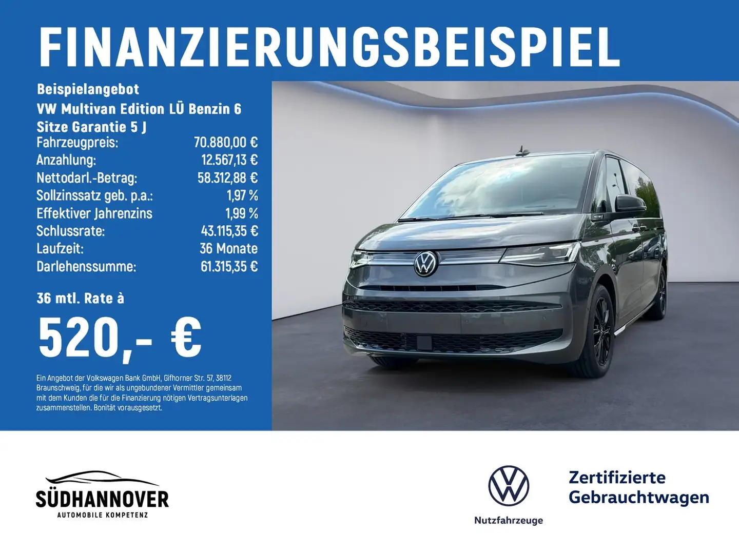 Volkswagen LT Multivan Edition LÜ Benzin 6 Sitze Garantie 5 J Grau - 2