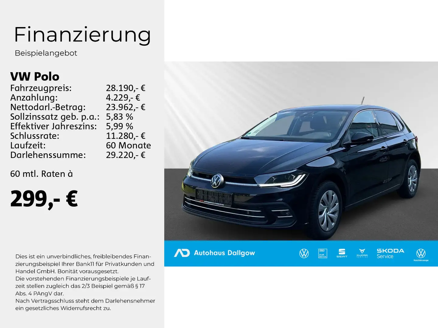 Volkswagen Polo Style 1.0l 116PS*DSG AlarmWifi+Nav+RFK+WiRä Schwarz - 2