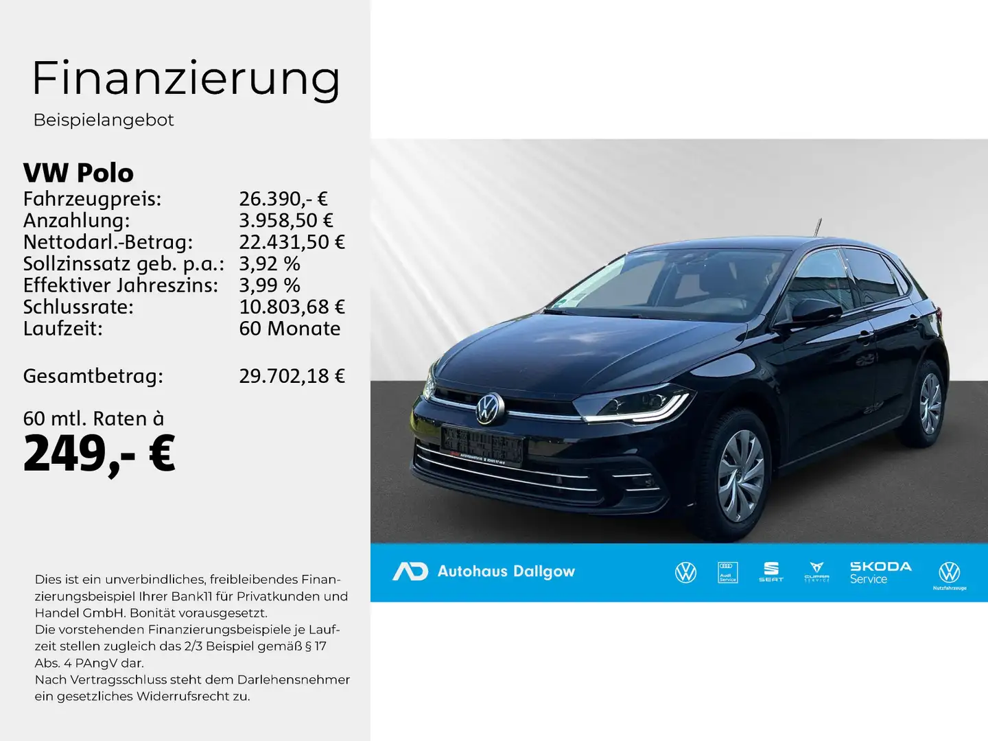 Volkswagen Polo Style 1.0l 116PS*DSG AlarmWifi+Nav+RFK+WiRä Schwarz - 2