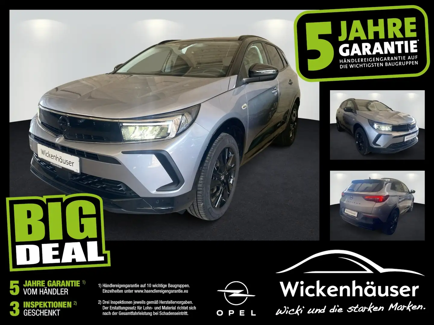 Opel Grandland 1.2 GS Line LED+Navi+SHZ+2xKlima+BT+LM Silber - 1