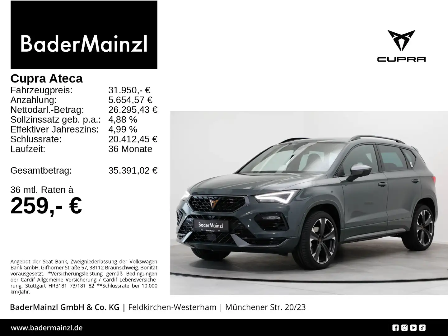 CUPRA Ateca 1.5 TSI DSG AHK SHZ 360° Grün - 1