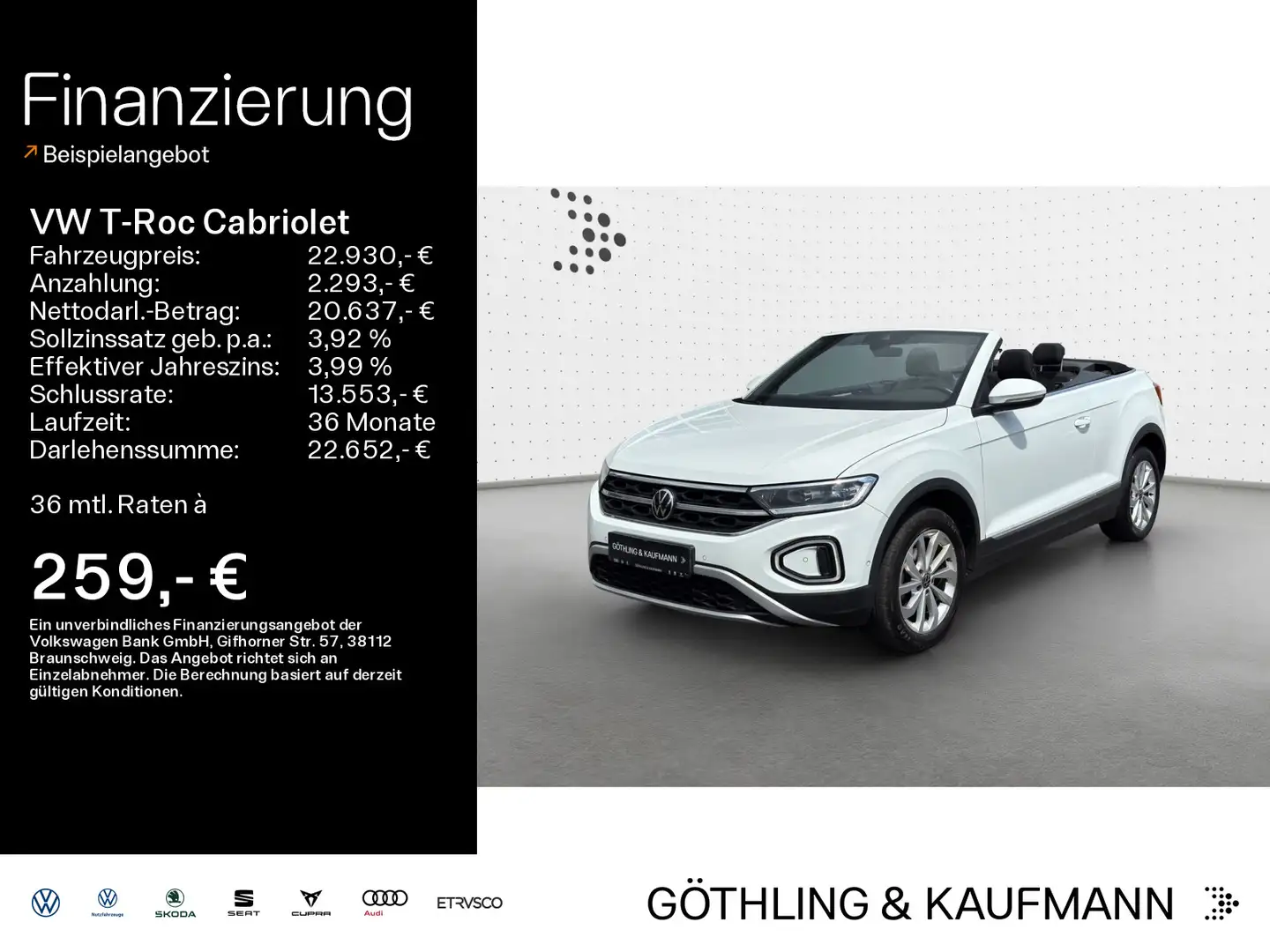 Volkswagen T-Roc Style 1.0 TSI 81kW 6-Gang*NAVI*K Weiß - 1