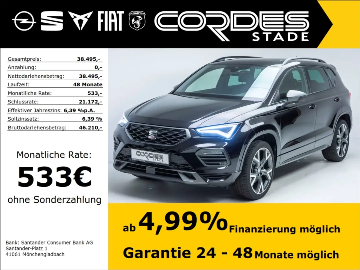 SEAT Ateca FR DSG AHK 360 Kamera Standheizung Panno (47) Zwart - 1