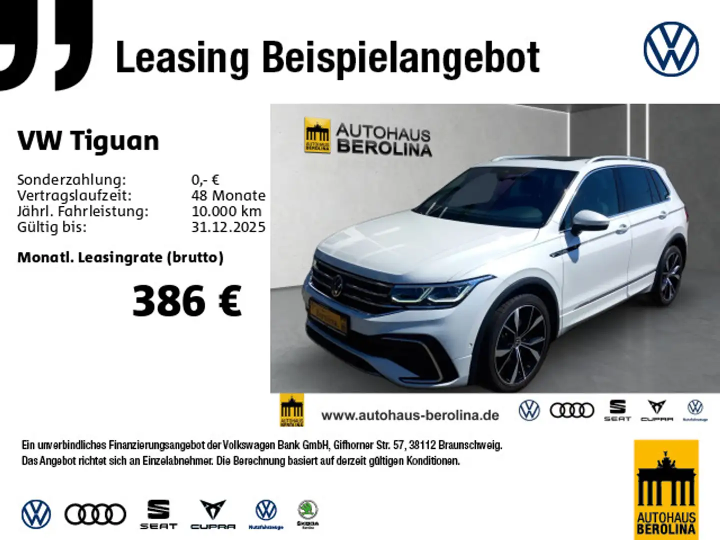 Volkswagen Tiguan 2.0 TDI 4M R-Line DSG *IQ-MATRIX*PANO* Weiß - 1