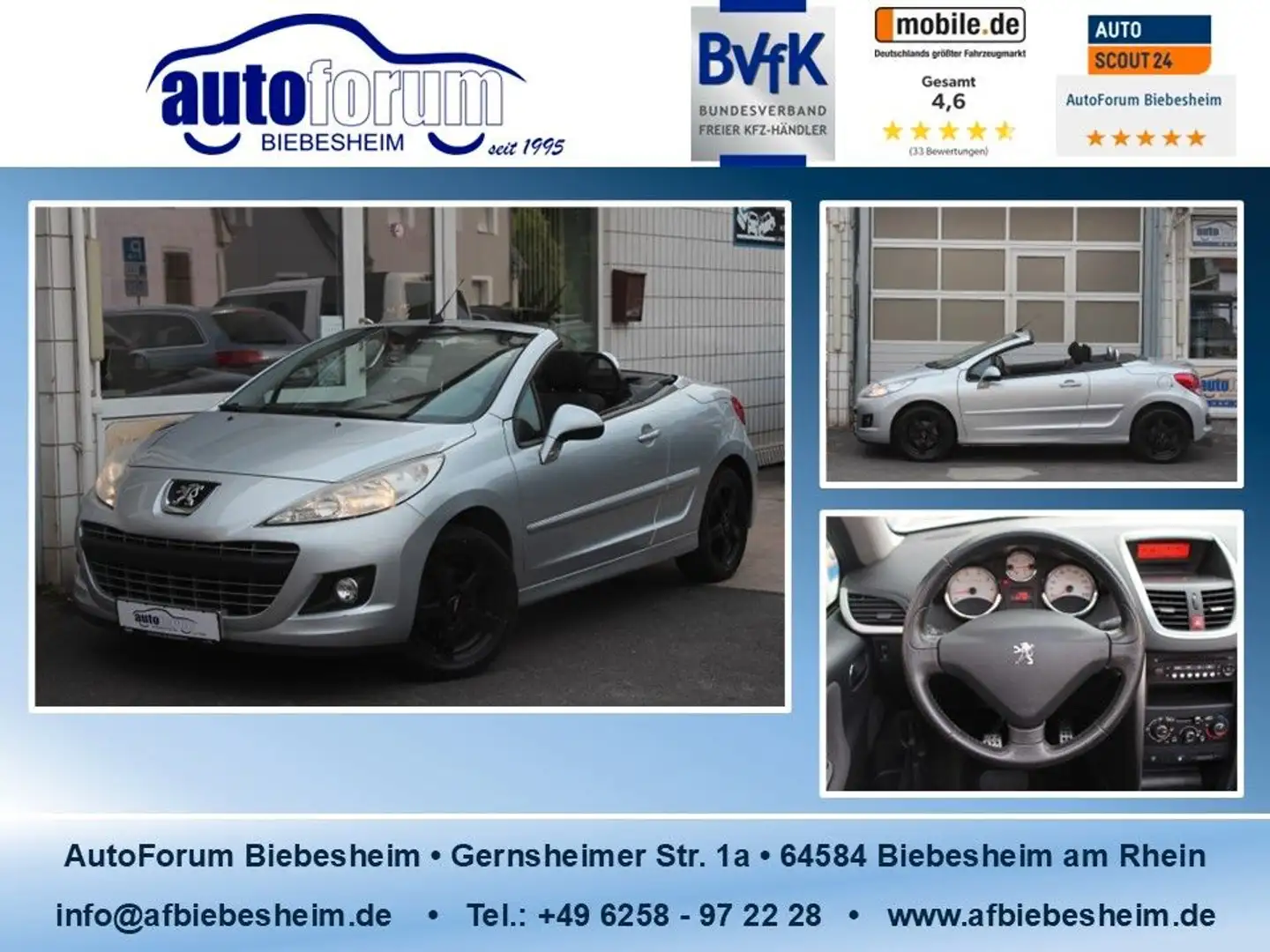 Peugeot 207 CC Cabrio-Coupe Premium Klima Grau - 1