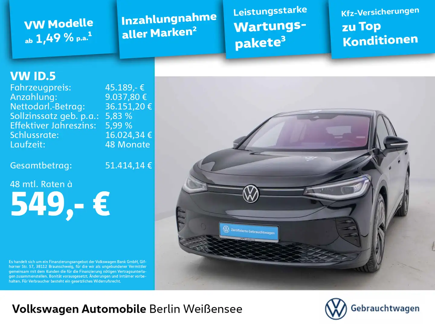 Volkswagen ID.5 GTX 4Motion*ASG*IQ.LIGHT*APP*IQ.DRIVE*NAV* Schwarz - 1