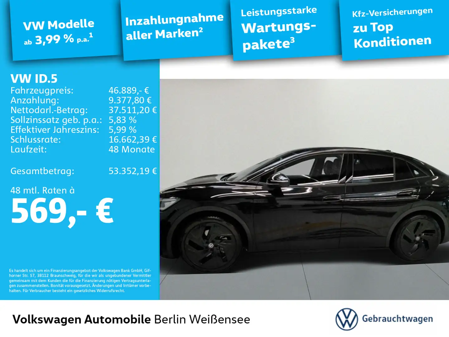 Volkswagen ID.5 GTX 4Motion*ASG*IQ.LIGHT*APP*IQ.DRIVE*NAV* Schwarz - 1