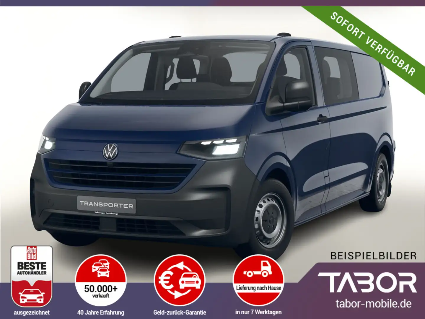 Volkswagen T7 Transporter TDI 110 L2 Klimaaut. AHK 6-S Синій - 1