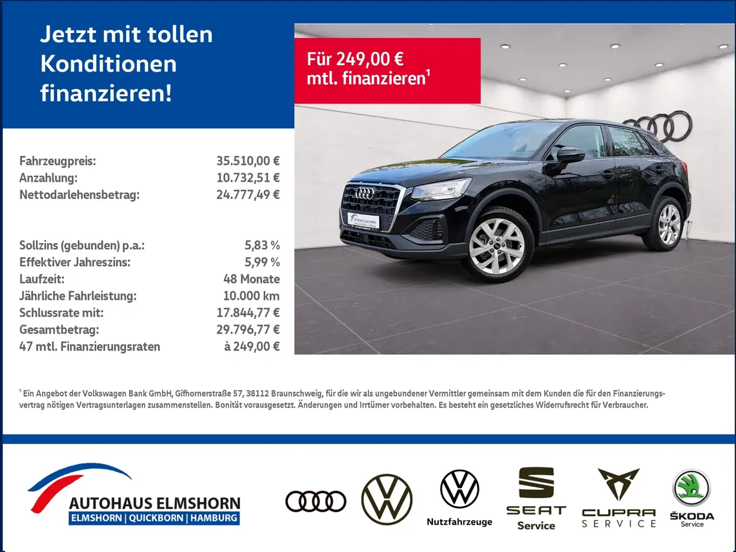 Audi Q2 35 TFSI S tronic PANO APP KAM LED PDC GJ-REIF SHZ Schwarz - 1