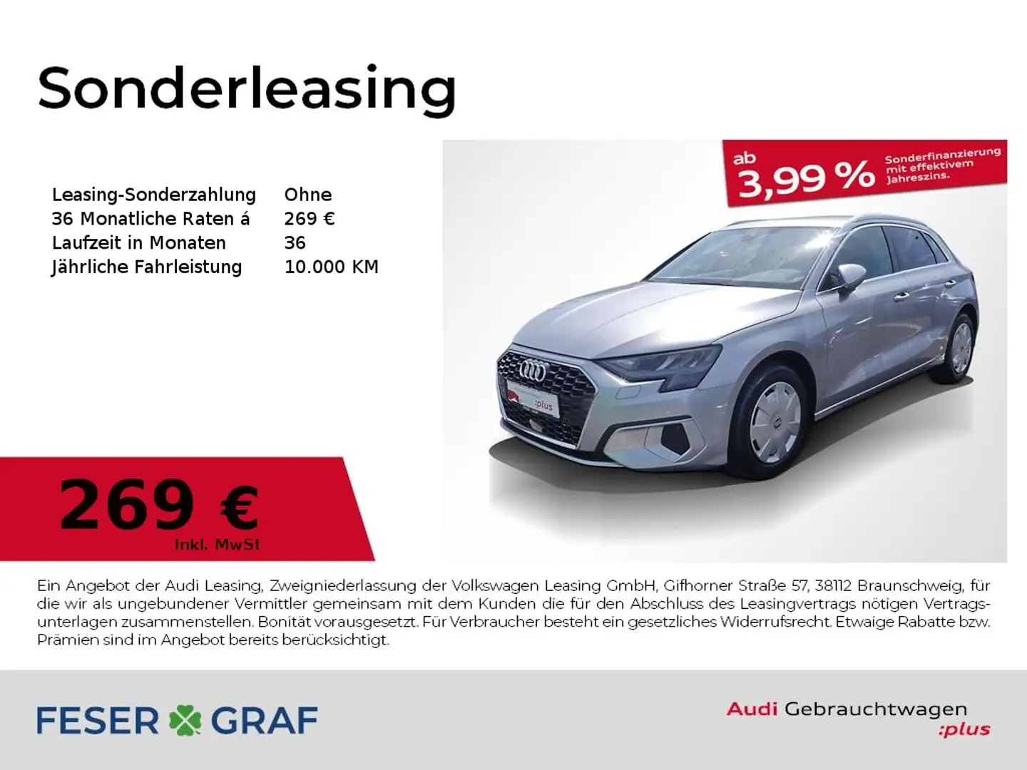 Audi A3 30 TFSI advanced S tronic Navi LED Argent - 1