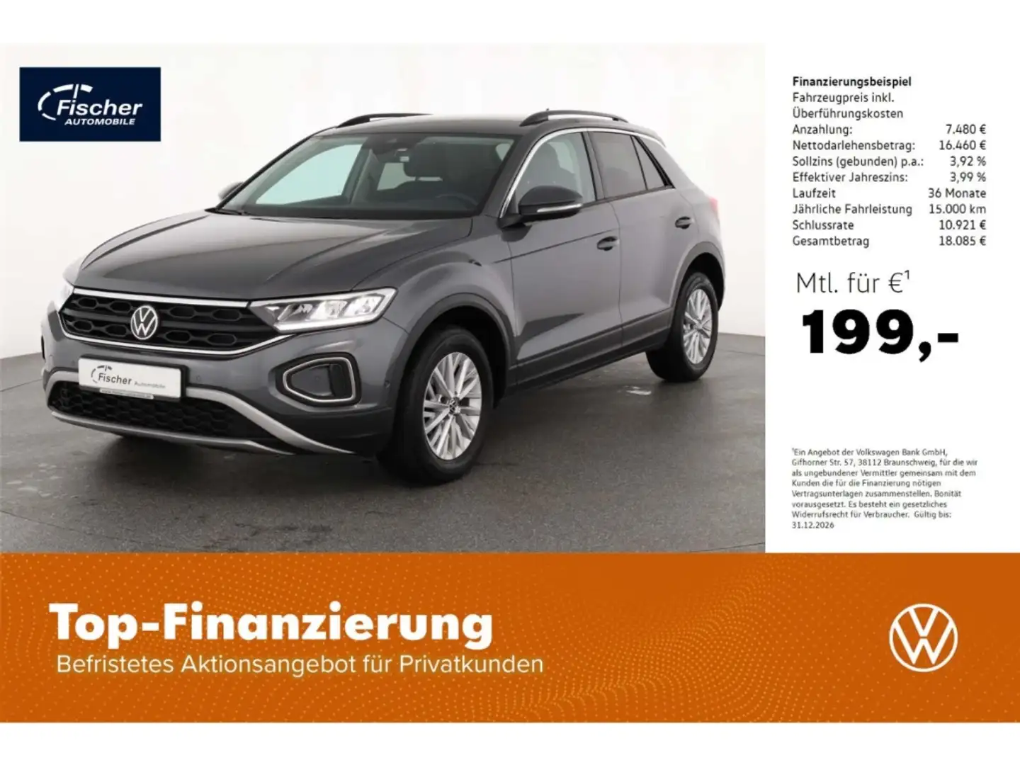 Volkswagen T-Roc 1.5 TSI Life DSG NAV/LED/ACC/Klima/SH/DAB+ Grau - 1