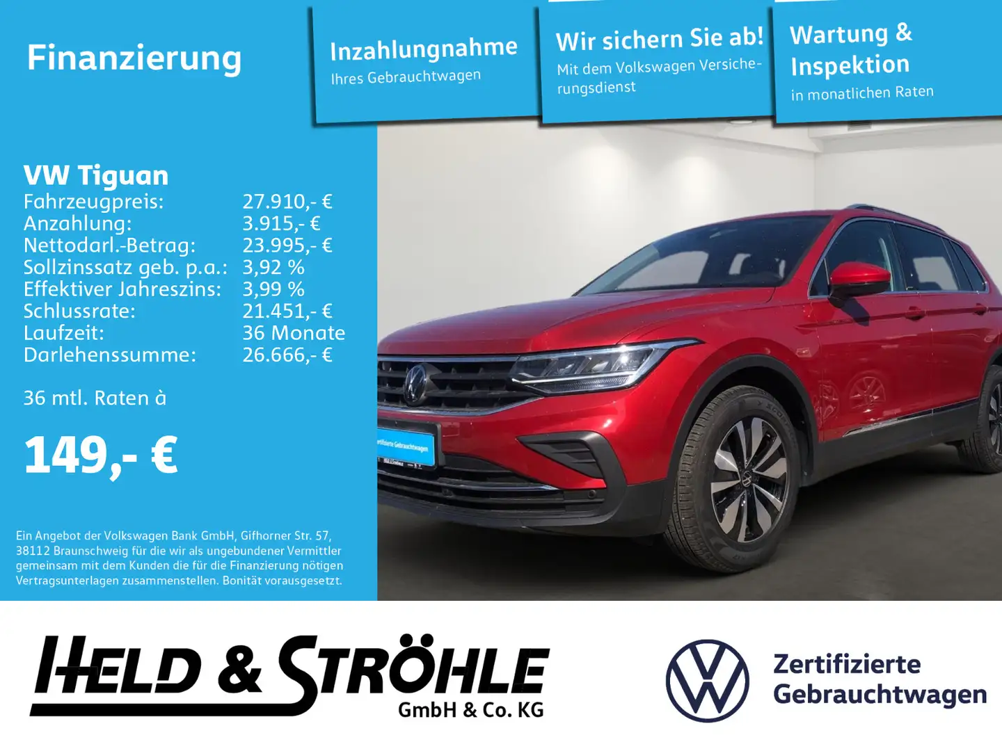 Volkswagen Tiguan MOVE 1.5 TSI LED NAV 360°-KAM HUD Rot - 1