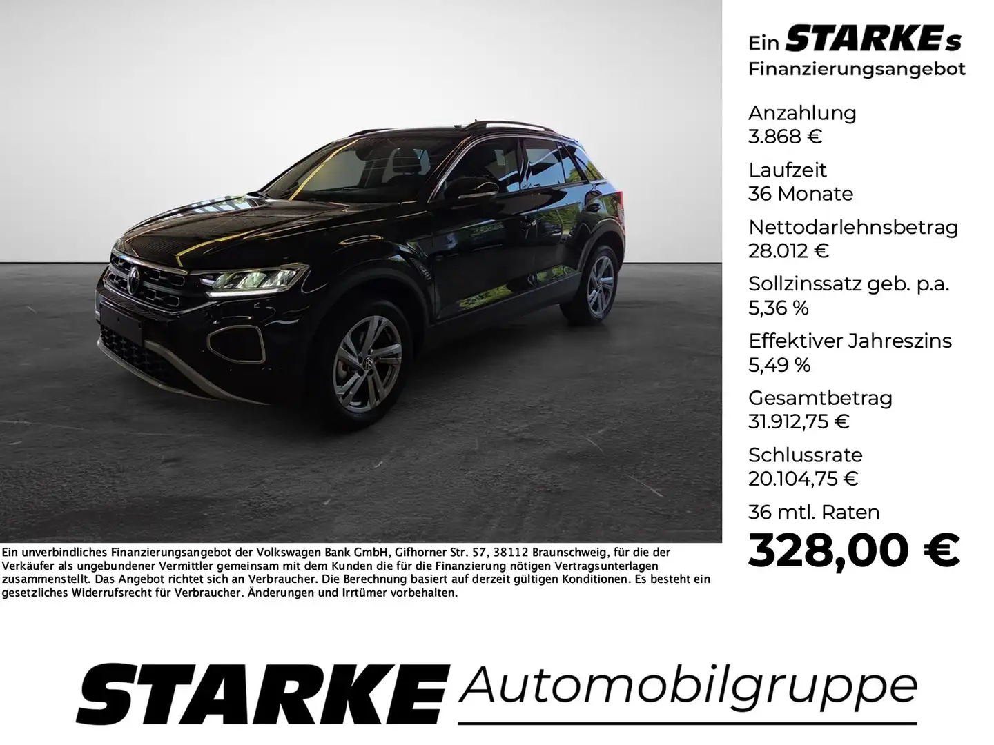 Volkswagen T-Roc 1.5 TSI DSG Life Schwarz - 1