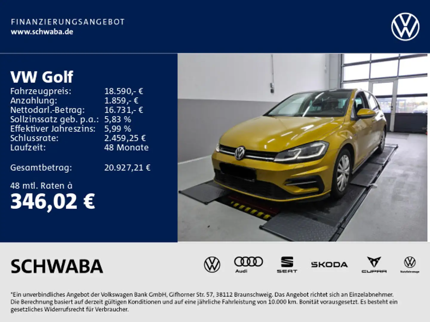 Volkswagen Golf VII Highline 1.5 TSI DSG 8-fach bereift Gelb - 1