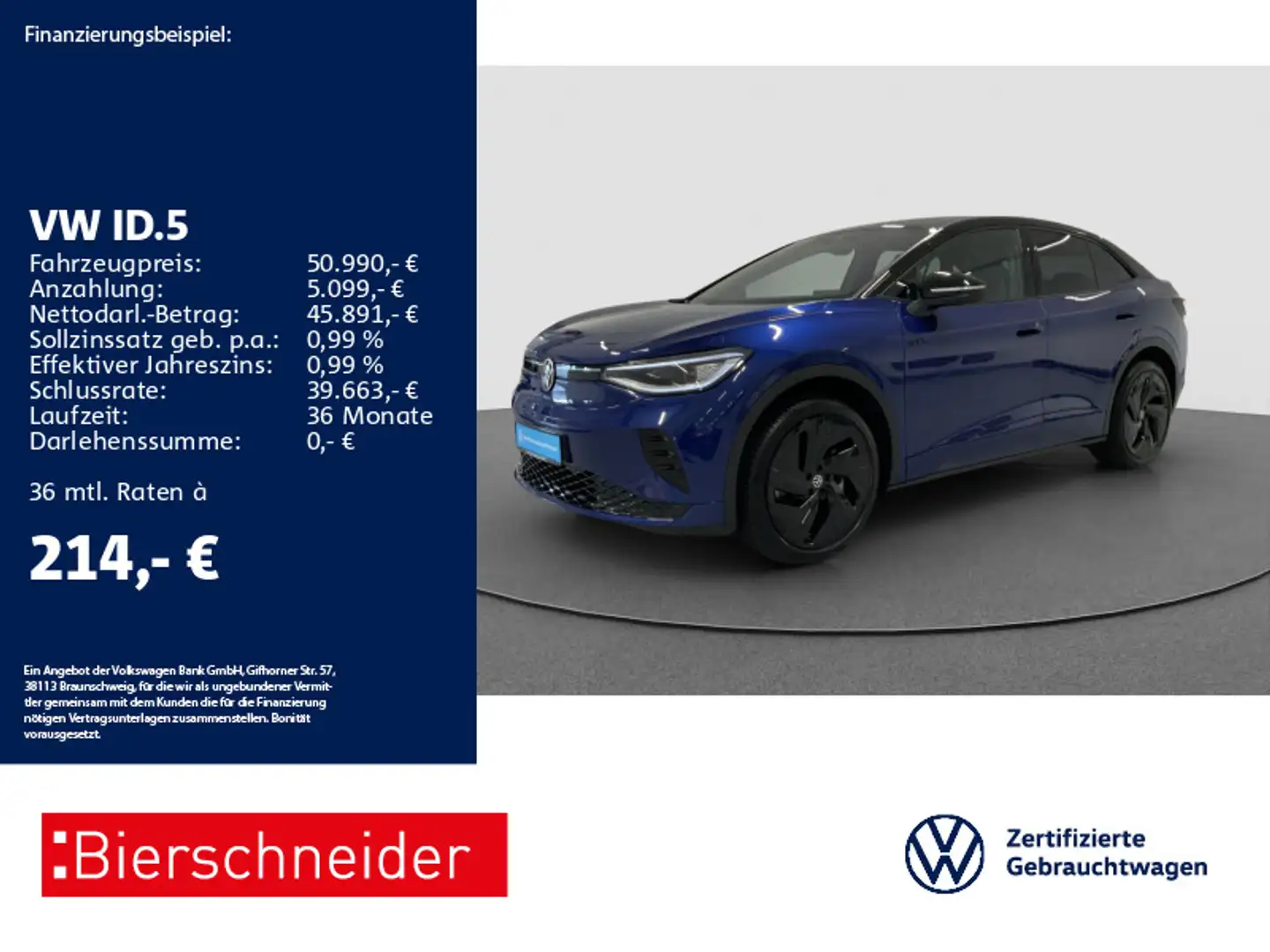 Volkswagen ID.5 GTX 4Mo AHK PANO HuD 21 Albastru - 1