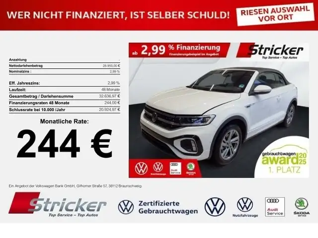 Volkswagen T-Roc Cabriolet R Line 1.5 TSI 244, ohne Anzahlung Navi