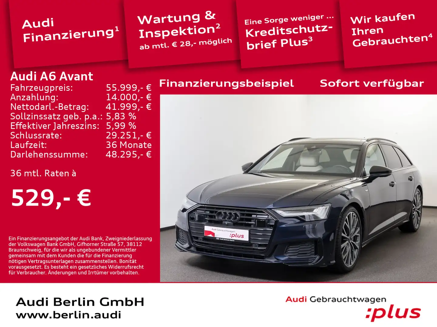Audi A6 Sport 55 TFSI qu. S tr. AHK PDC 360°K Blau - 1