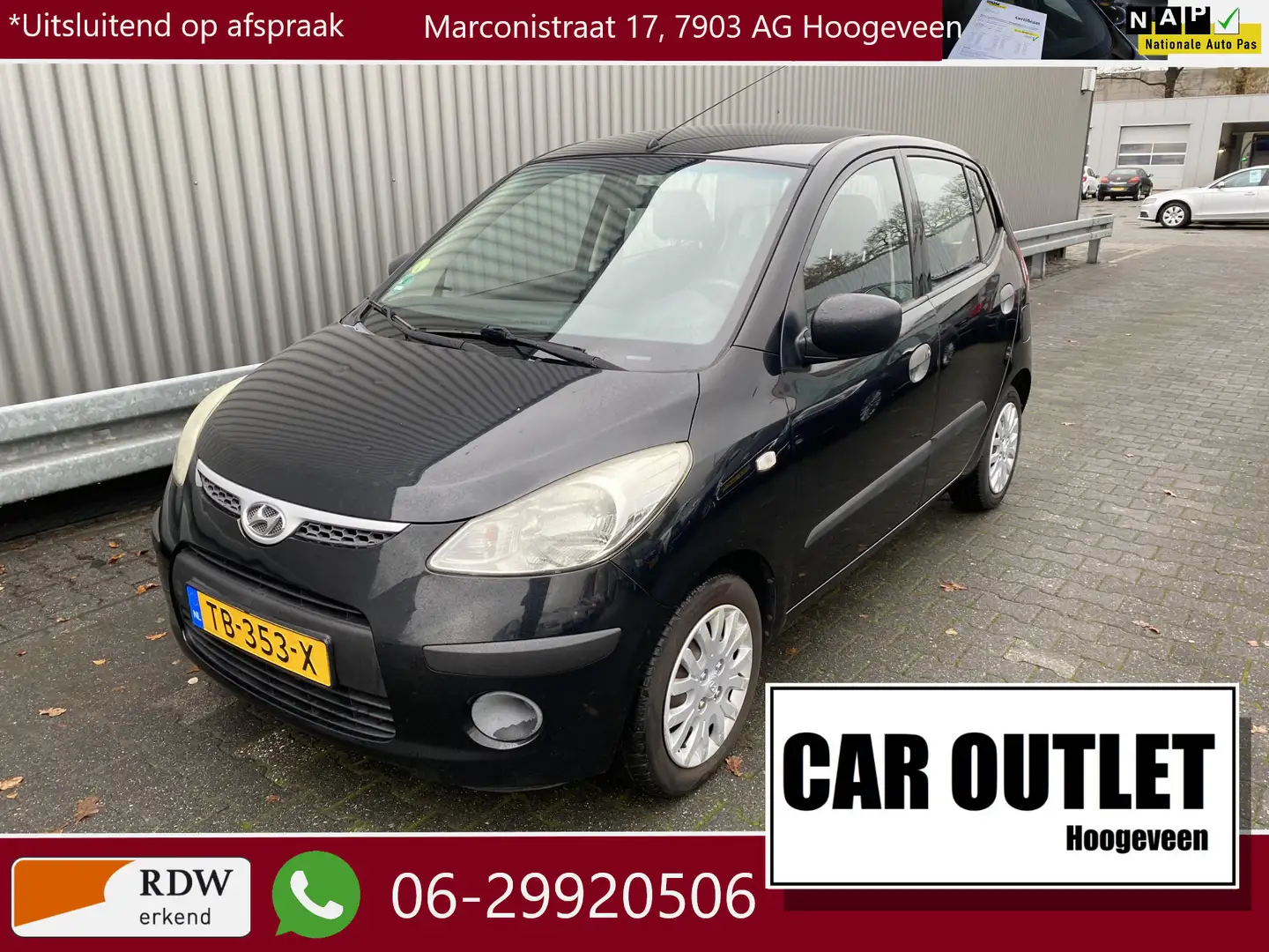 Hyundai i10 1.1 Active 5-Deurs, Goedkoop en Zuinig rijden! – I Zwart - 1