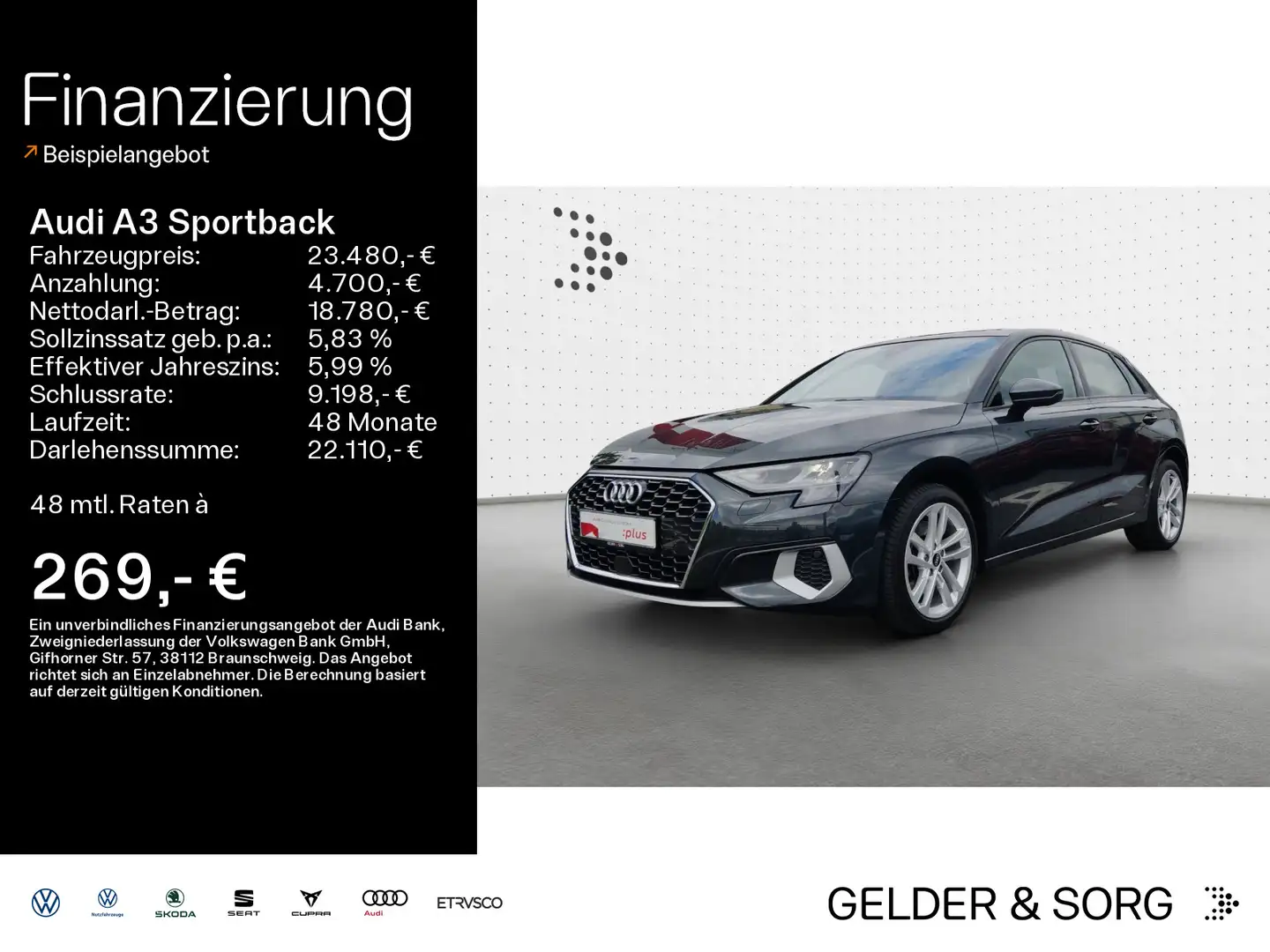 Audi A3 30 TDI advanced Pano*Sound*GRA*EPH* Grigio - 1