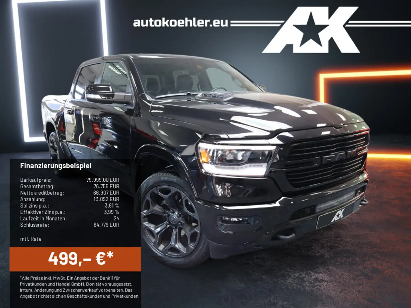 Dodge RAM 1500 5.7l V8 4x4 Laramie GT,LPG,22"Felgen Schwarz - 1
