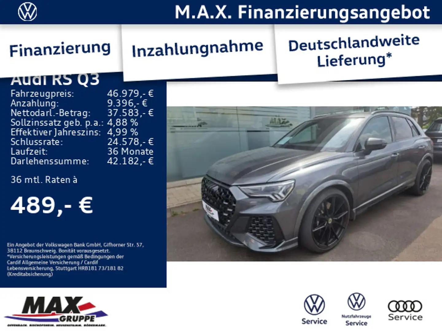 Audi RS Q3 2.5 TFSI QUATTRO LED+KAMERA+AHK+OPTIK+B&O+ Grau - 1
