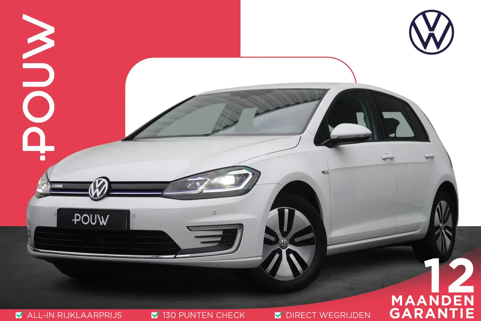Volkswagen e-Golf 136pk | SoH 92% | Navigatie | Parkeersensoren Wit - 1