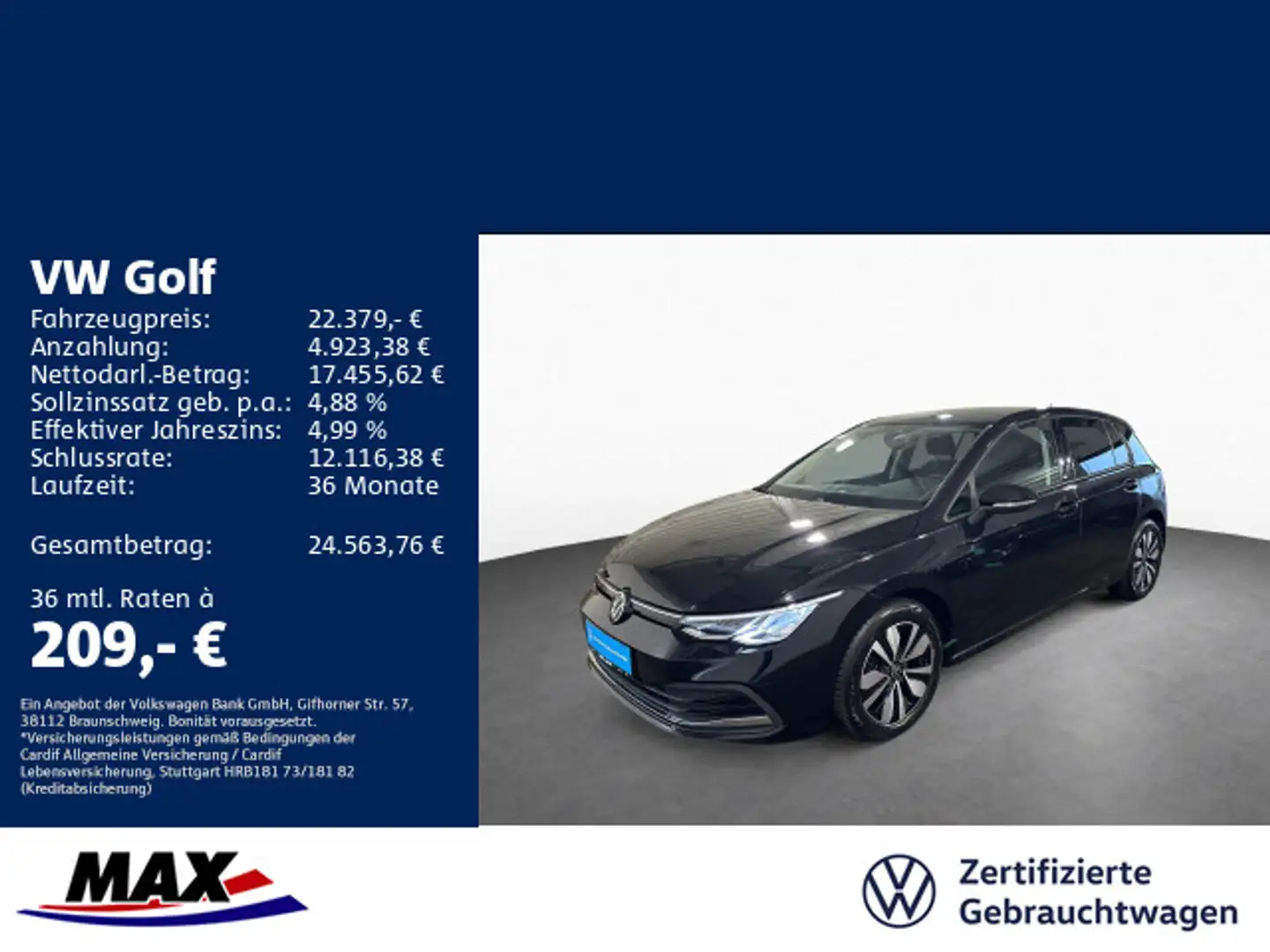 Volkswagen Golf VIII 1.5 TSI MOVE KAMERA+NAVI+ACC+APP+LED+ Schwarz - 1
