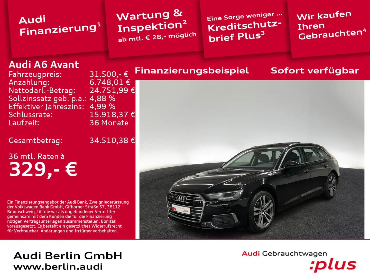 Audi A6 Design 35 TDI S tr. PDC RFK NAVI PANO Schwarz - 1