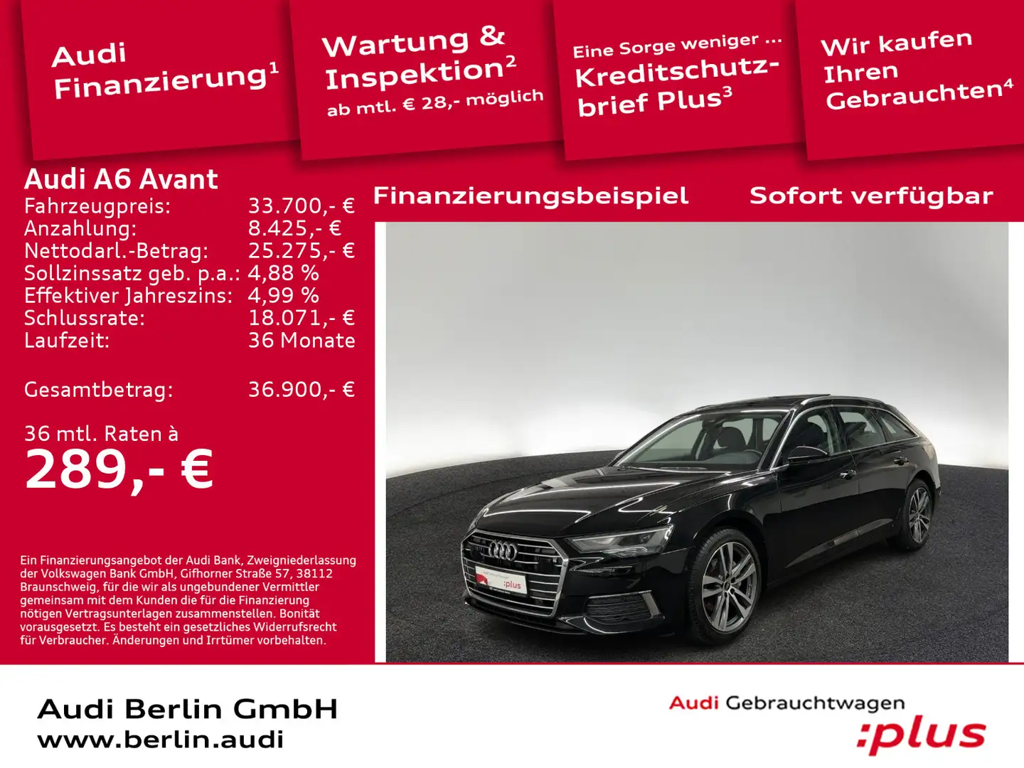 Audi A6 Design 35 TDI S tr. PDC RFK NAVI PANO Schwarz - 1