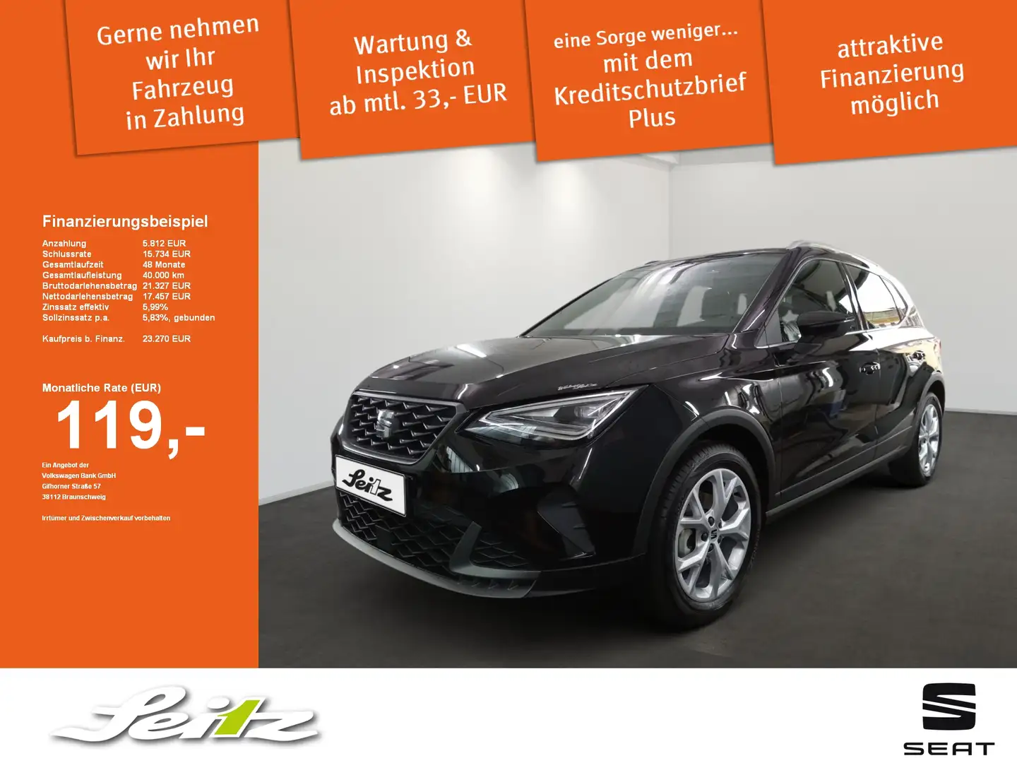 SEAT Arona 1.0 TSI FR LED. Navi. Einparkhilfe Schwarz - 1