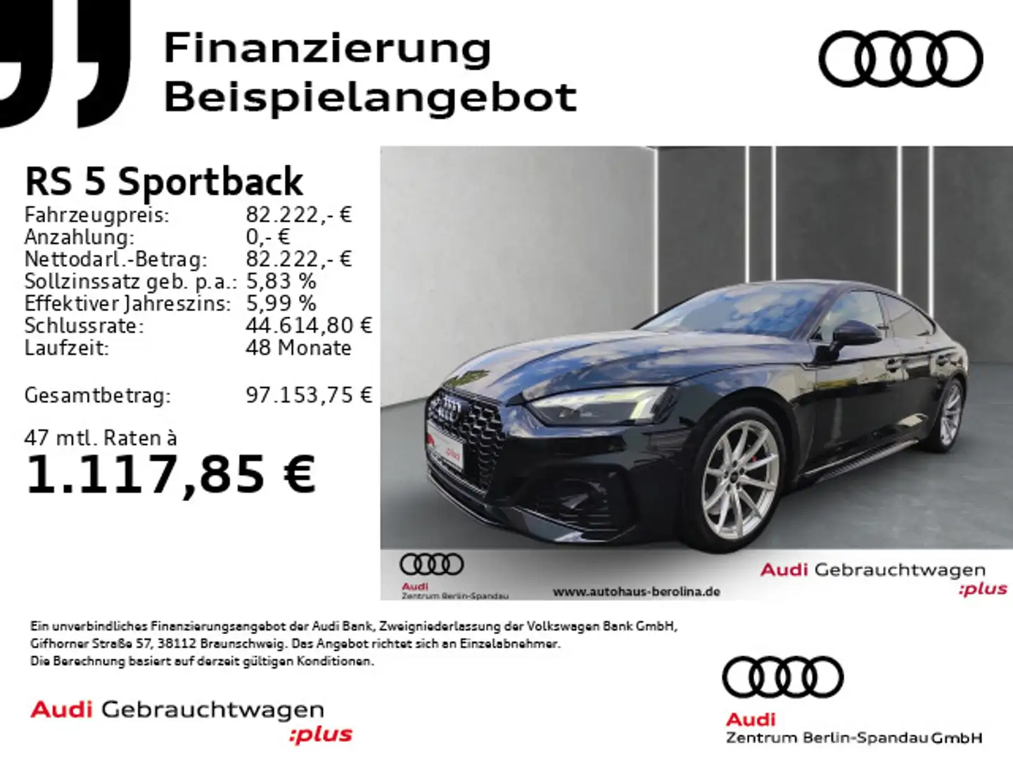 Audi RS5 tiptr. *NAV+*B&O*ACC*R-CAM* Schwarz - 1