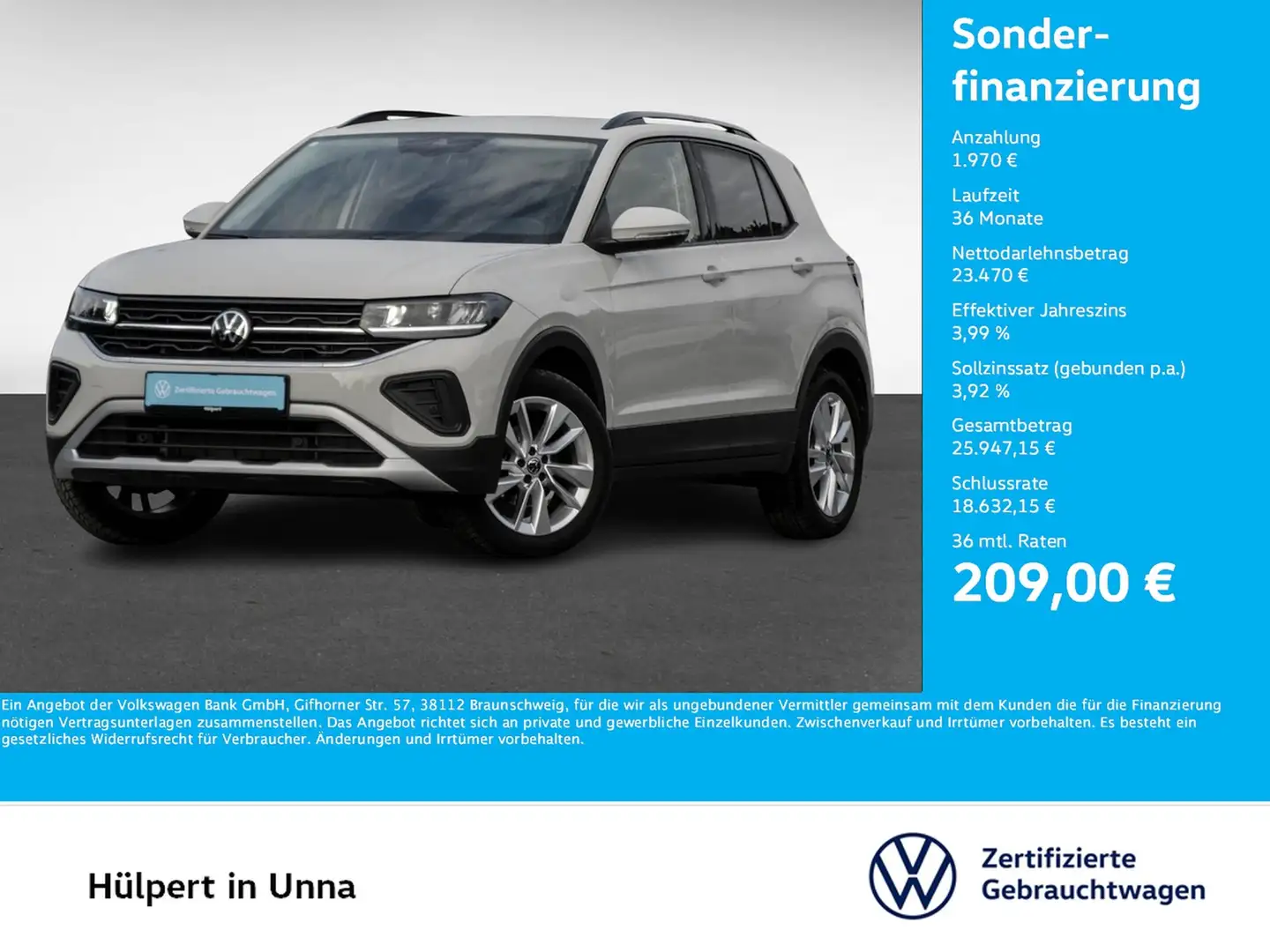 Volkswagen T-Cross 1.5 LIFE CAM ACC LM17 CARPLAY SITZHEIZUNG Gris - 1