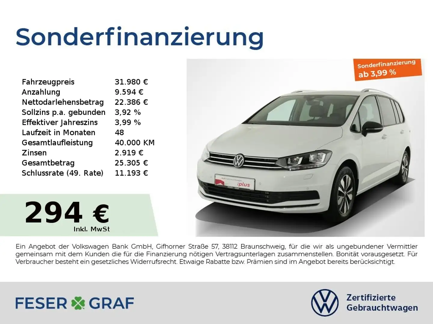 Volkswagen Touran 1.5 TSI Comfortline 7 SITZER NAVI KAMERA Weiß - 1