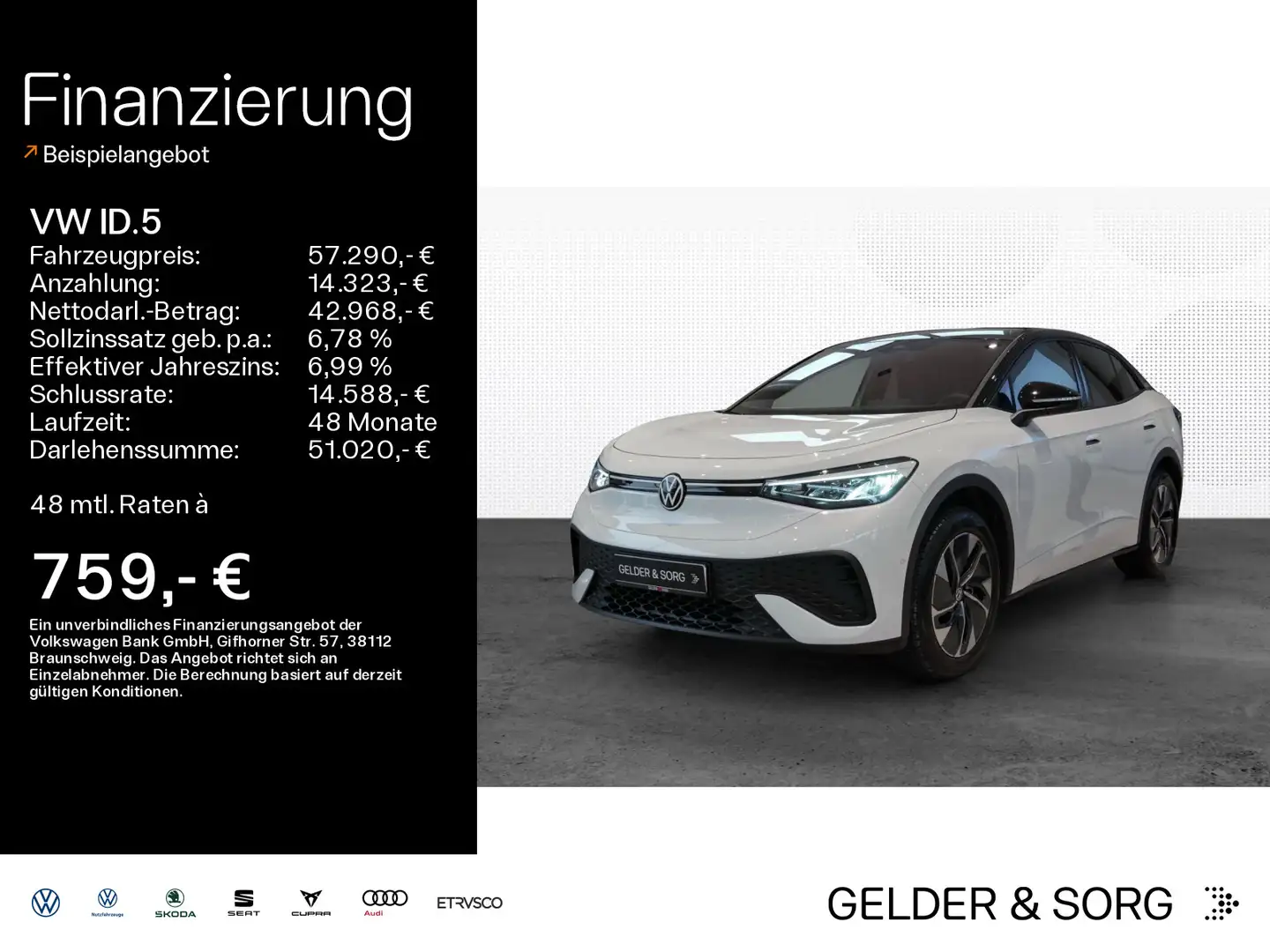 Volkswagen ID.5 Pro Goal RKF*SHZ*AHK*Navi* Wit - 1