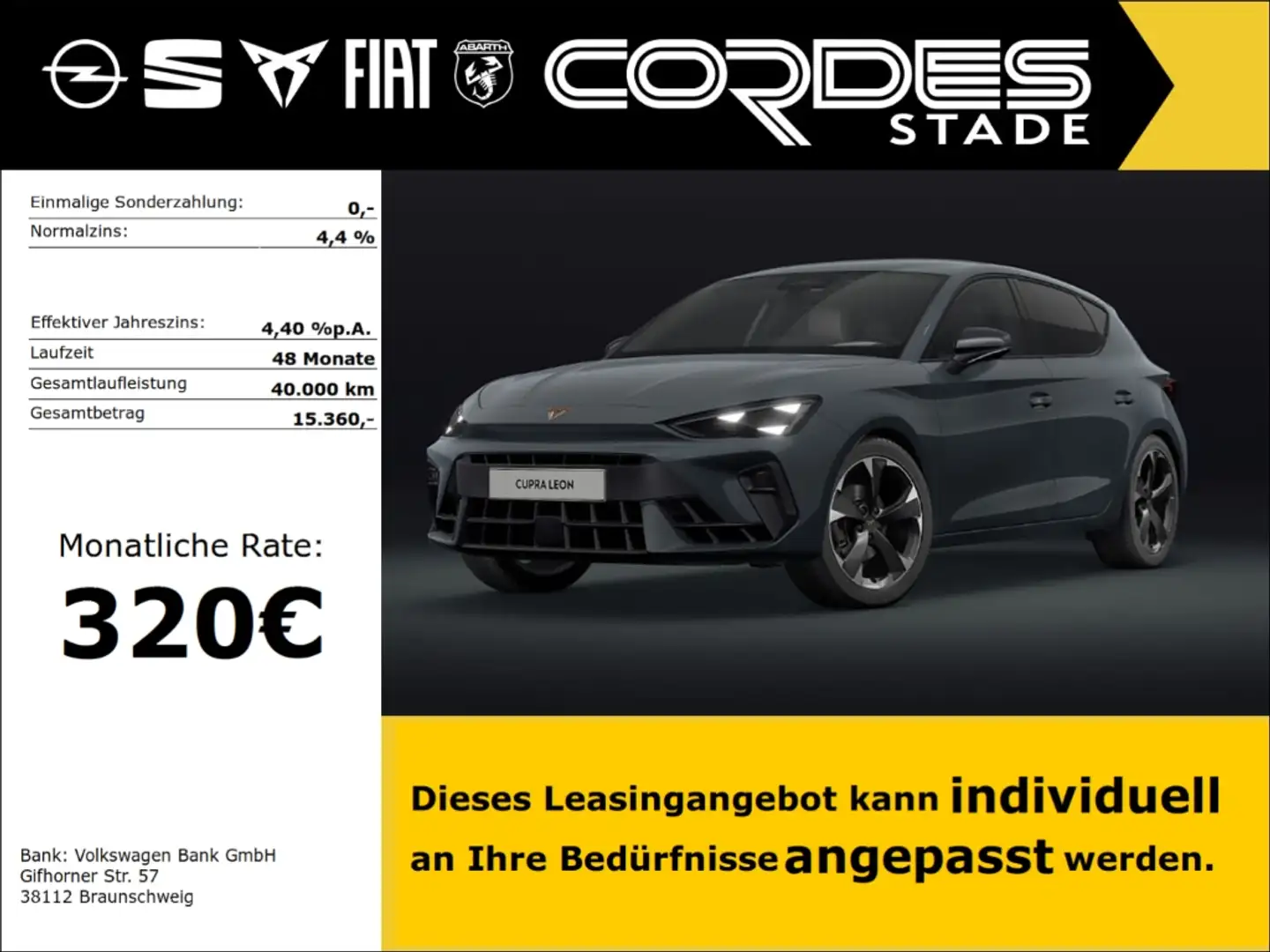 CUPRA Leon CUPRA 1.5 TSI 110 kW (150 PS) 320 € - ohne Anzhalu Blauw - 1